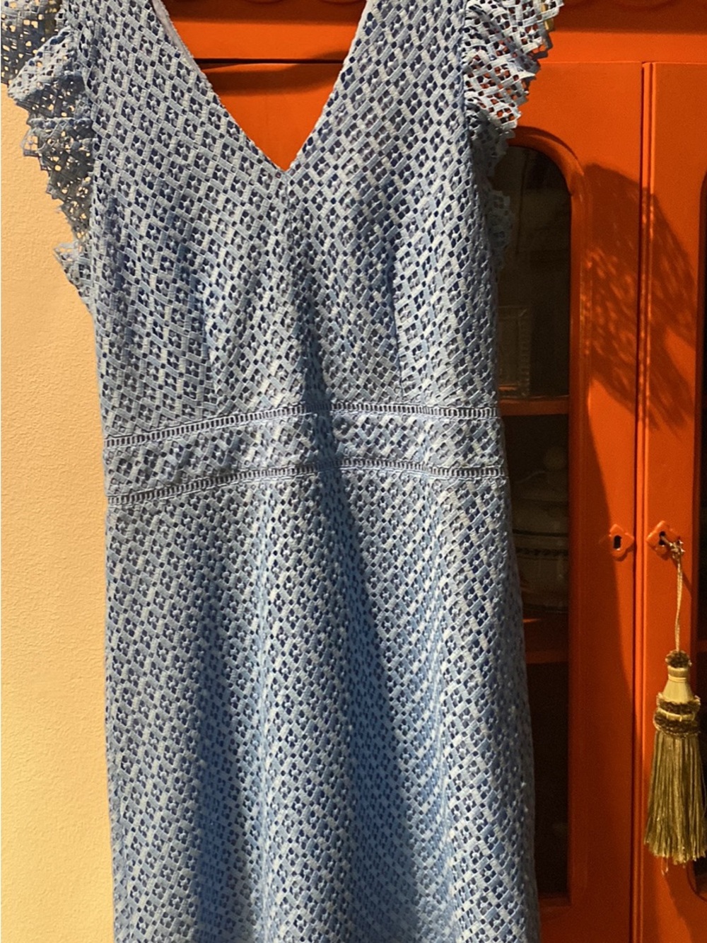 Draper James Light Blue Eyelet V-Neck Midi Dress